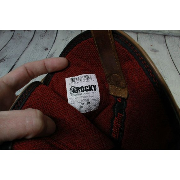 Rocky Brown Leather Pull On Mid Calf Western Cowboy Boots Size 12 M - Picture 8 of 10